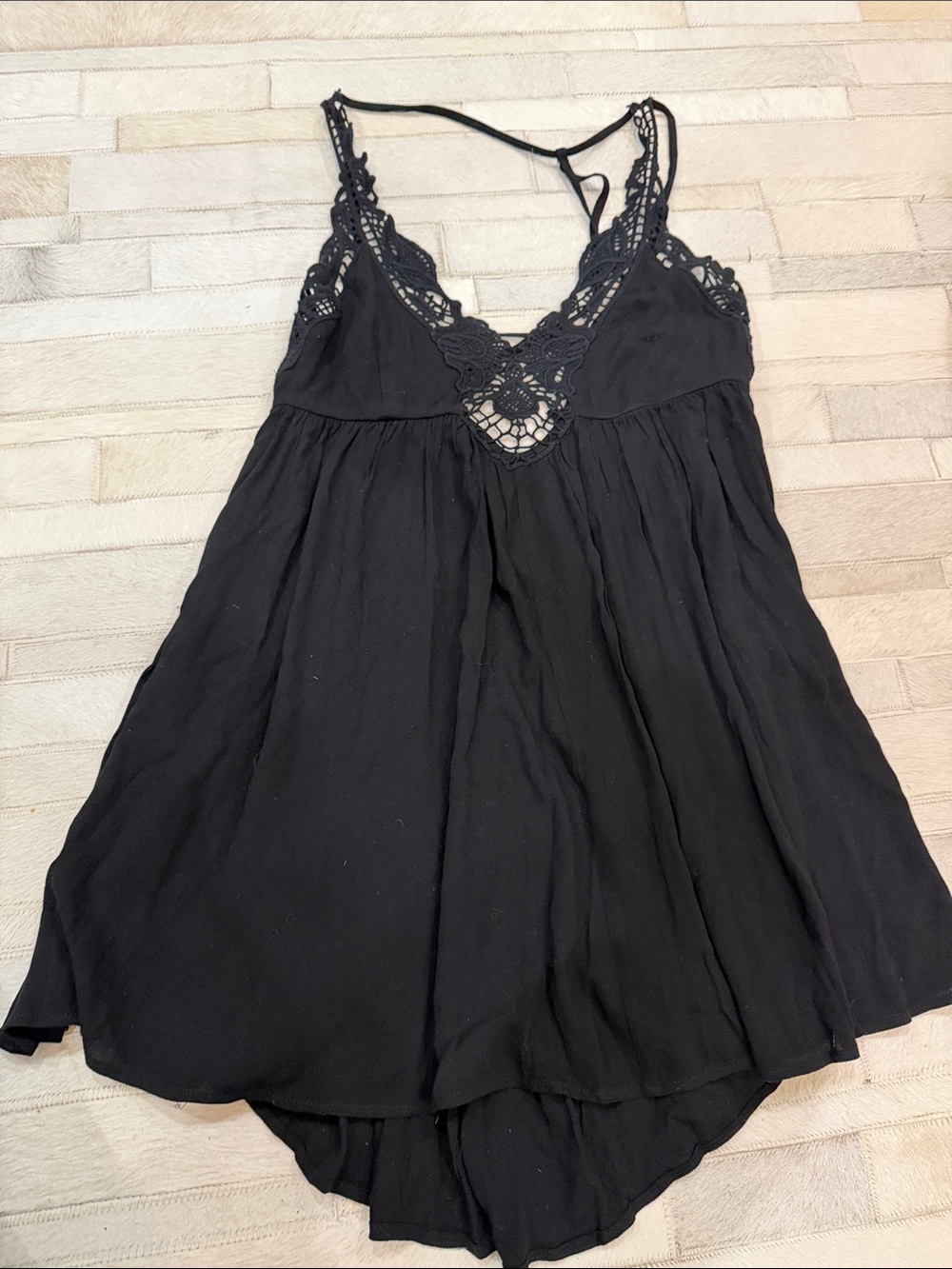 Lulus Black Crochet Trim Flowing Cami dress